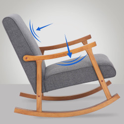 Poltrona a dondolo Morelia in tessuto noce grigio chiaro